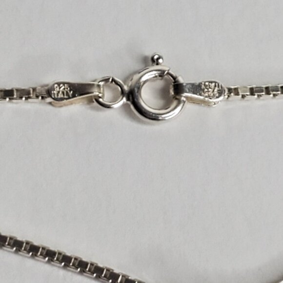 Vintage Italian Sterling Silver Chain with Crystal Cross Like Pendant - Picture 7 of 16